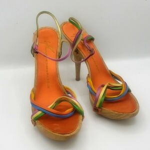 Giuseppe Zanotti size 39 1/2 multi color green blue yellow purple orange USED
